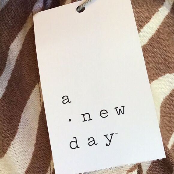 A New Day Khaki Cream Zebra Stripe Linen Blend Midi Wrap Skirt NEW - Picture 15 of 16